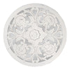 Distressed Reflective Hand-Carved White Floral Wood Wall Medallion 24"